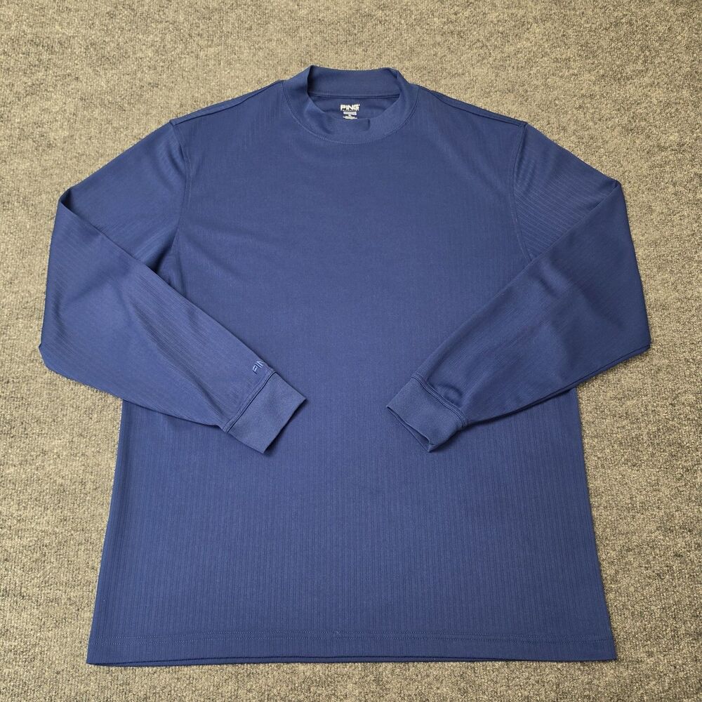 Ping Collection Golf Shirt Performance Dynamics Mock Neck Blue L/S Mens Sz XL